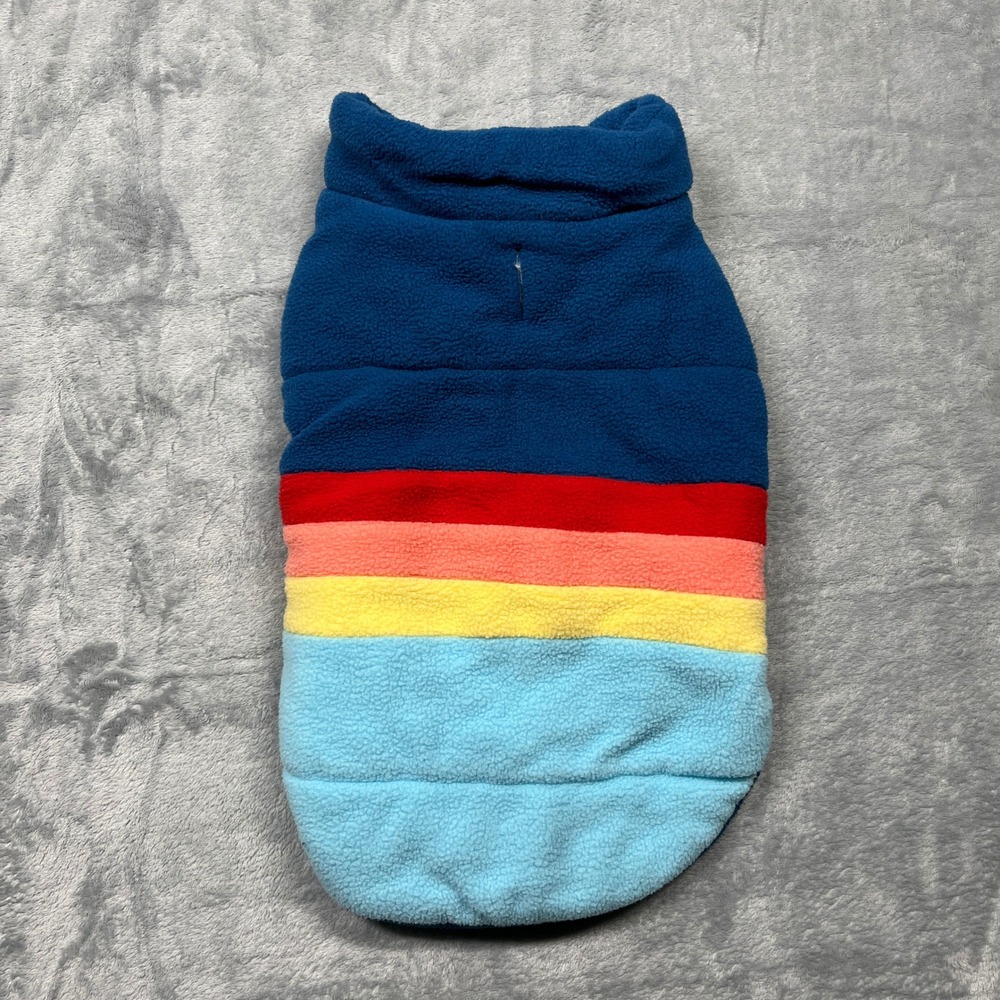 Wondershop Pet Fleece Quilted Puffer Vest‎ Dog Blue Rainbow Stripe Size S